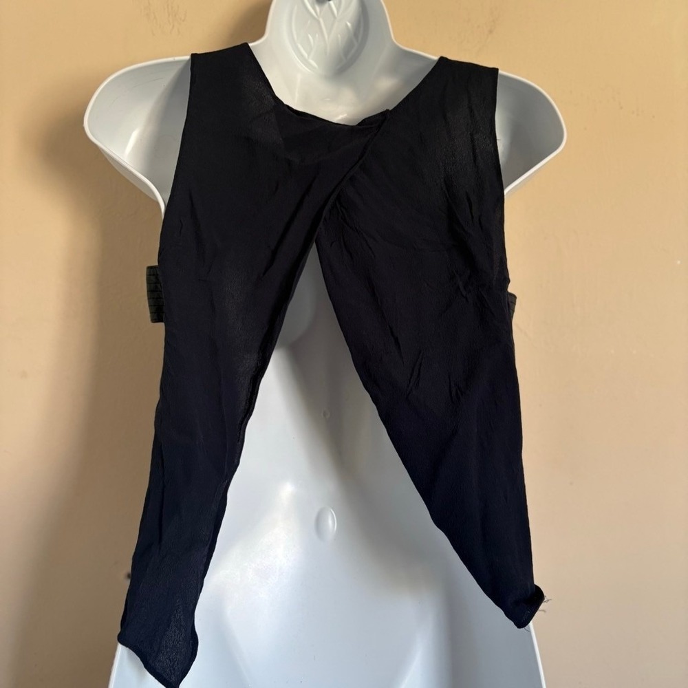 VEDA Navy‎ Rayon Sheep Leather Trim Open Back Sleeveless Tank Top XS - Picture 12 of 16